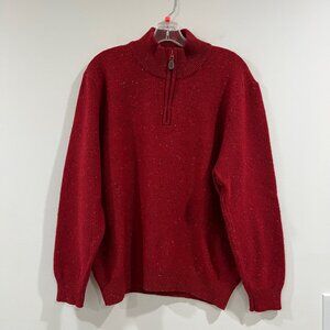 Jos. A. Bank Men's Lambswool 1/4 Zip Sweater red/Speckled Patter Size Large